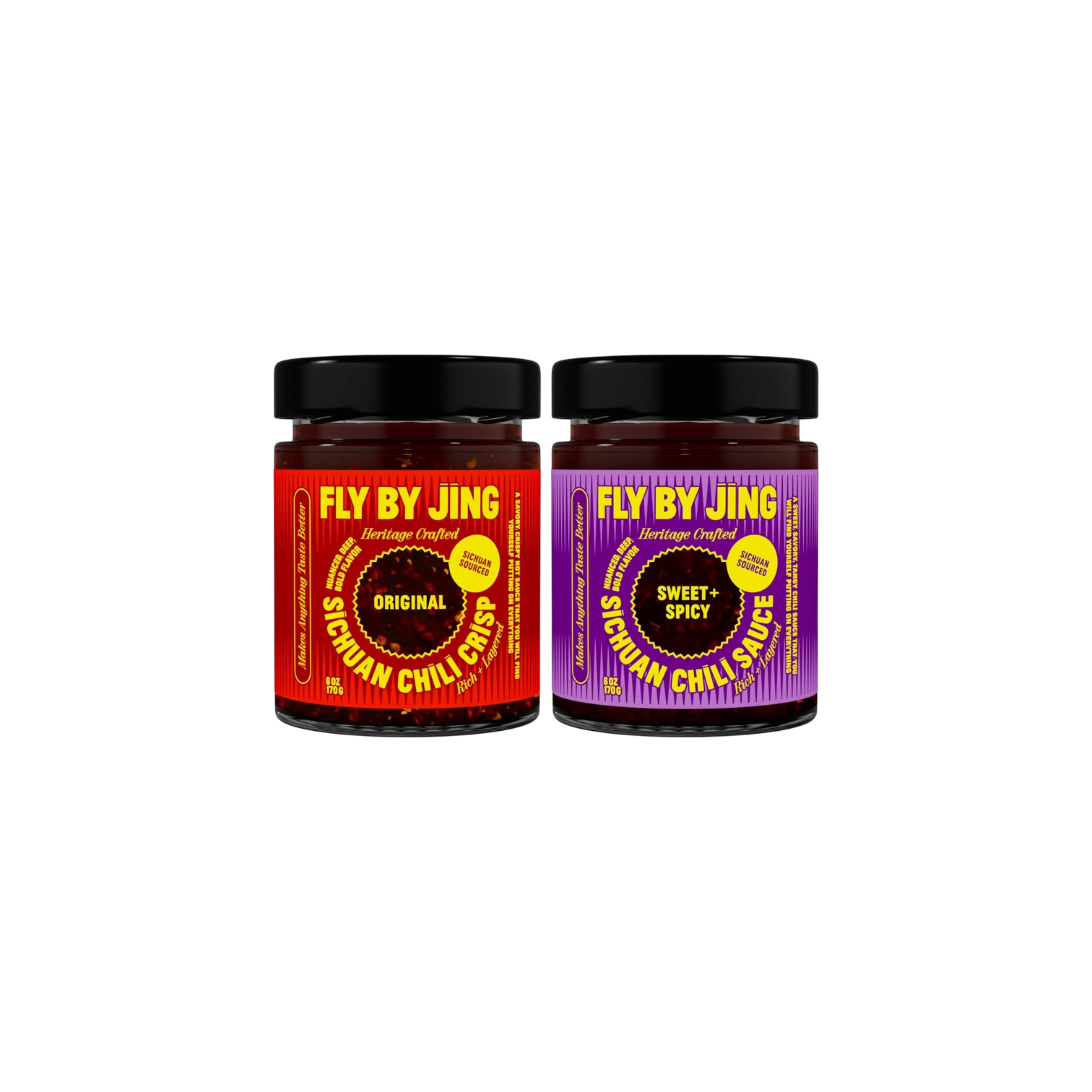 Original & Sweet + Spicy Sichuan Chili Sauce Duo by Fly By Jing